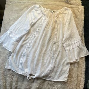 Counterparts White short flared sleeve and front tie